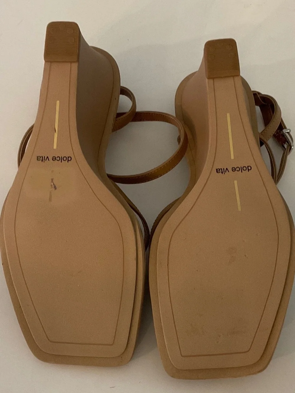 DOLCE VITA Gemini Ankle Strap Wedge Sandal in Tan/Nude Size 6 NEW